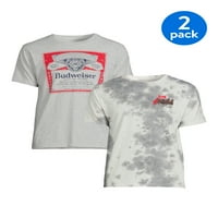Budweiser Men's & Big Man's Tie-Dye & King of Beers Budweiser етикета графичка маица, 2-пакет, големини S-5XL