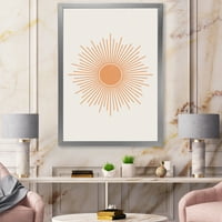 DesignArt 'Минимално светло сјајно портокалово сончево зраци III' модерен врамен уметнички принт