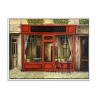 DesignArt 'Црвена фасада на шармантна продавница во улицата Париз I' Француска земја врамена платно за печатење на wallидни