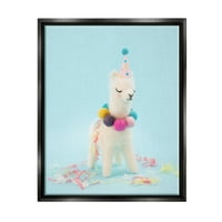 Tuphel Pastel Llama Party Fartion Fearlation Alimal & Insects Photography Black Floater Framed Art Print Wall