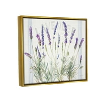 Sulpell Industries Lavender Floral Cluster Farmhouse Bistro Stripes Метални злато врамени пловечки платно wallидна уметност,