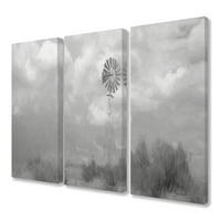 Монотон за ветерници за декорирање „Ступел дома“ на сиво облачно дневно триптих платно wallидна уметност, 3 парчиња, на секои