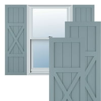 Ekena Millwork 18 W 31 H TRUE FIT PVC Center X-Board Farmhouse Fixed Mount Sulters, мирно сино