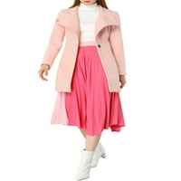 Уникатни поволни цени за женски штанд јака појаси наклонети џебови предни палто со долг ракав