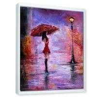 Девојчето со чадор што шета на дождот, јас го врамив сликањето на платно уметничко печатење
