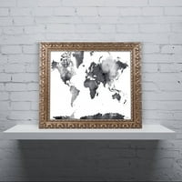 Трговска марка ликовна уметност Светска мапа BG-1 Canvas Art by Marlene Watson, златна украсна рамка