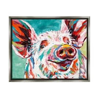 Stuple Industries светло насликана свиња сјај сива врамена пловечка платно wallидна уметност, 24х30