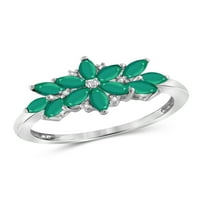Jewelersclub Емералд прстен накит за роденден - 1. Карат смарагд Стерлинг сребрен прстен накит со акцент на бел дијамант - прстени