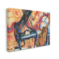 СТУПЕЛ ИНДУСТРИИ Големата градска музика Пијано кубизам галерија завиткана од платно печатење wallидна уметност, дизајн од Пол