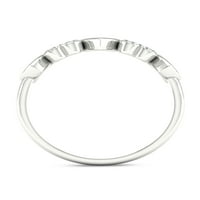 Империјал 1 20CT TDW Diamond S Sterling Silver Sevels Hearts Моден прстен