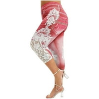 Honeeladyy жените летни панталони дозвола под $ Модни Жени Плус Големина Чипка Печатење Сплис Еластична Половината Обични Хеланки