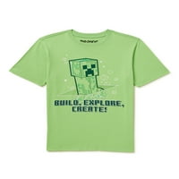 Boys Minecraft Boys Build Истражете Креирај графичка маица, големини 4-18